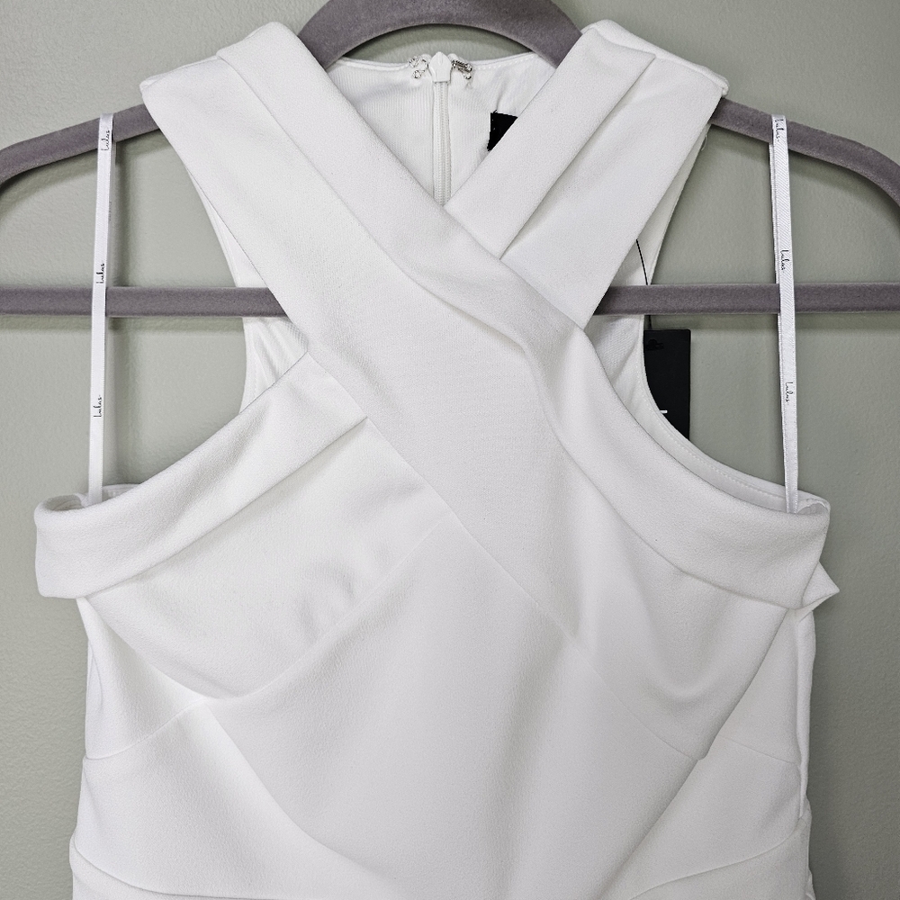 Lulus Headed to Cocktail Hour White Halter Tulip Mini Dress, Size Small - Picture 4 of 15